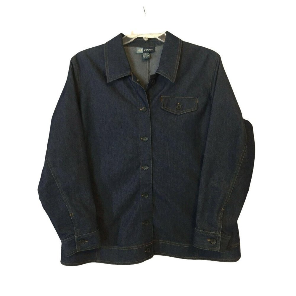 Jean Jacket Womens Plus Size 14 16 Avenue Blues Denim Dark Blue Wash Stretch